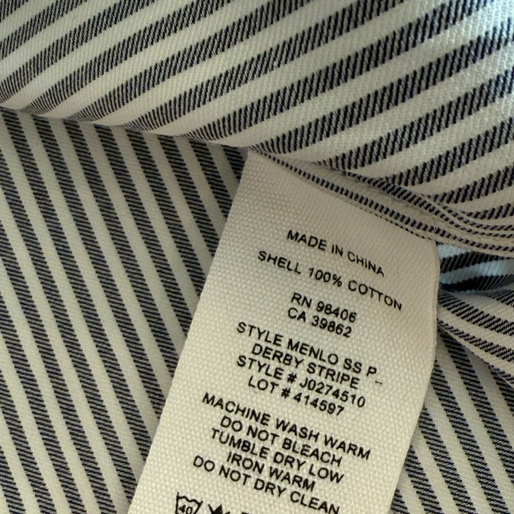 Theory Men’s Menlo SS Derby Stripe Button Down Shirt Men’s S - Picture 5 of 6